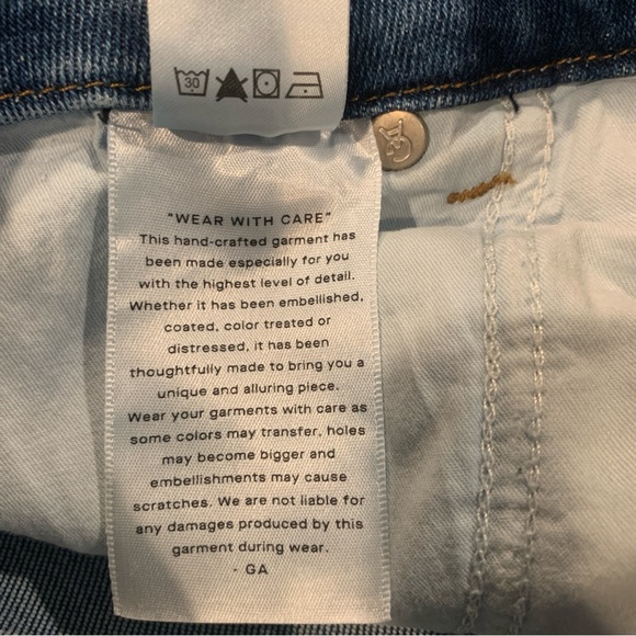 Good American Blue Ankle Cropped Jeans with Distressed Hem - Picture 7 of 13